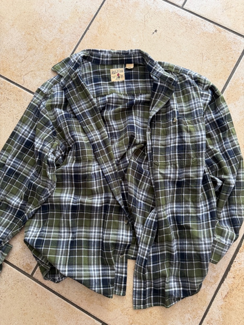 RedHead Green and Navy Plaid Flannel Shirt